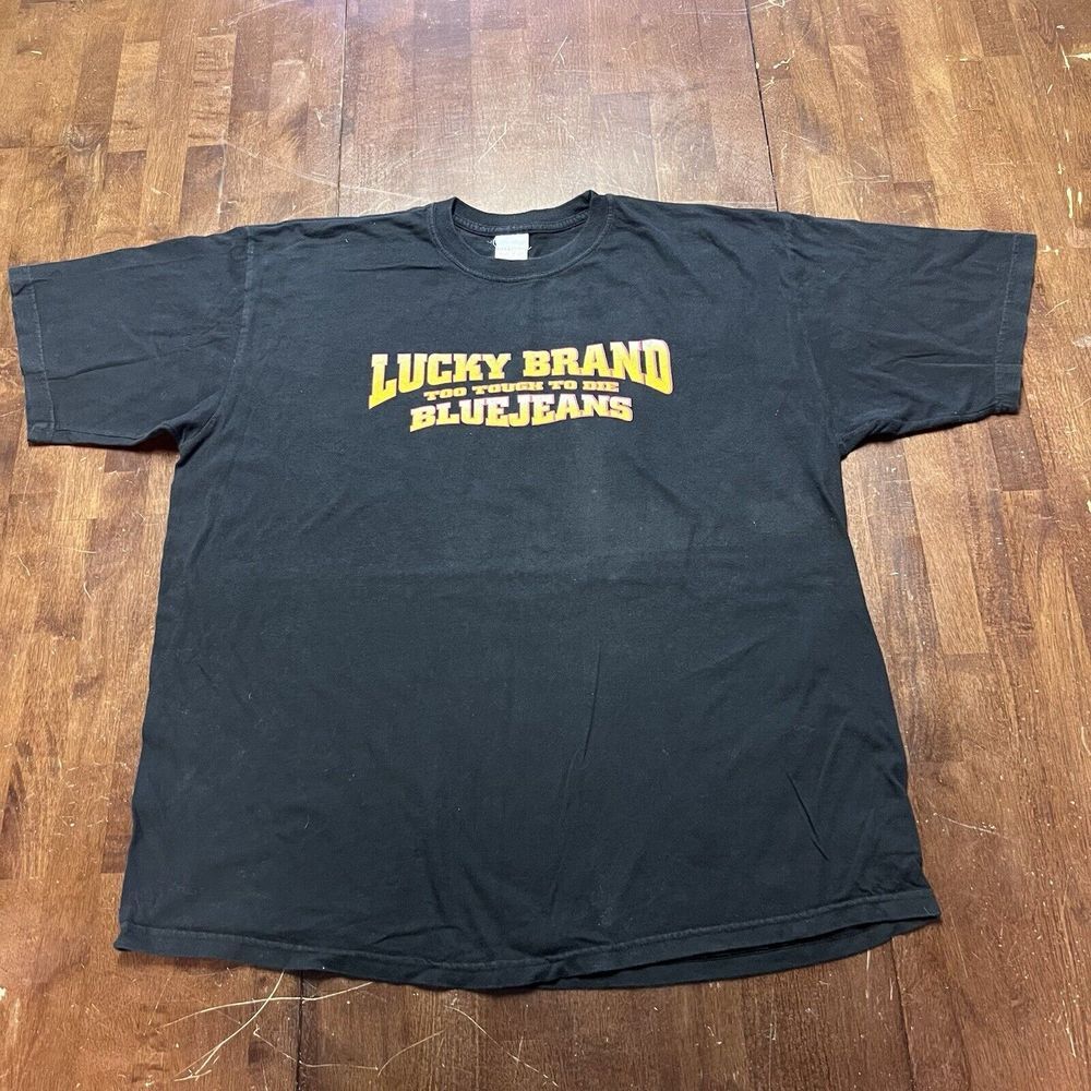 Vintage Lucky Brand T-Shirt Men's Knit-Wear Made‎ In USA Black Sz HIM XXL